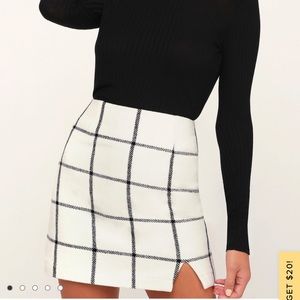 Spence White Plaid Mini Skirt